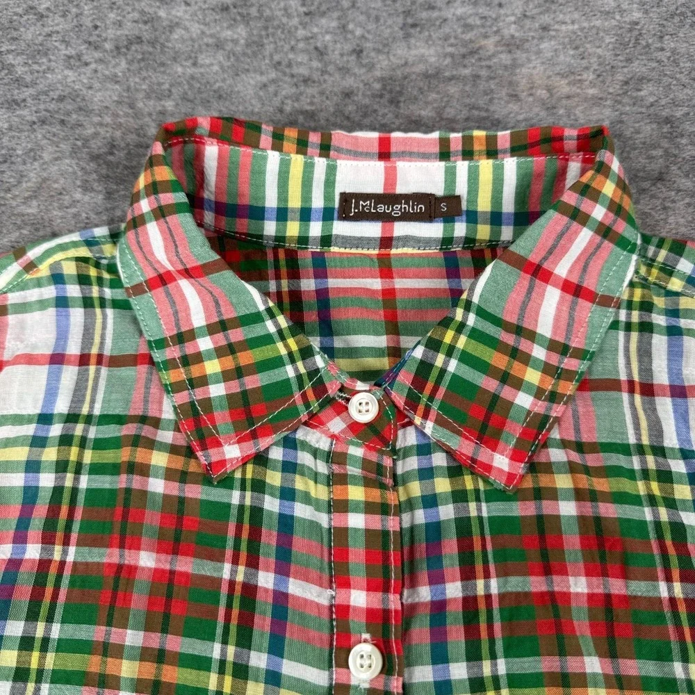 J McLaughlin Louis Button Up Shirt Long Sleeve Plaid Womens Small S - Picture 3 of 11